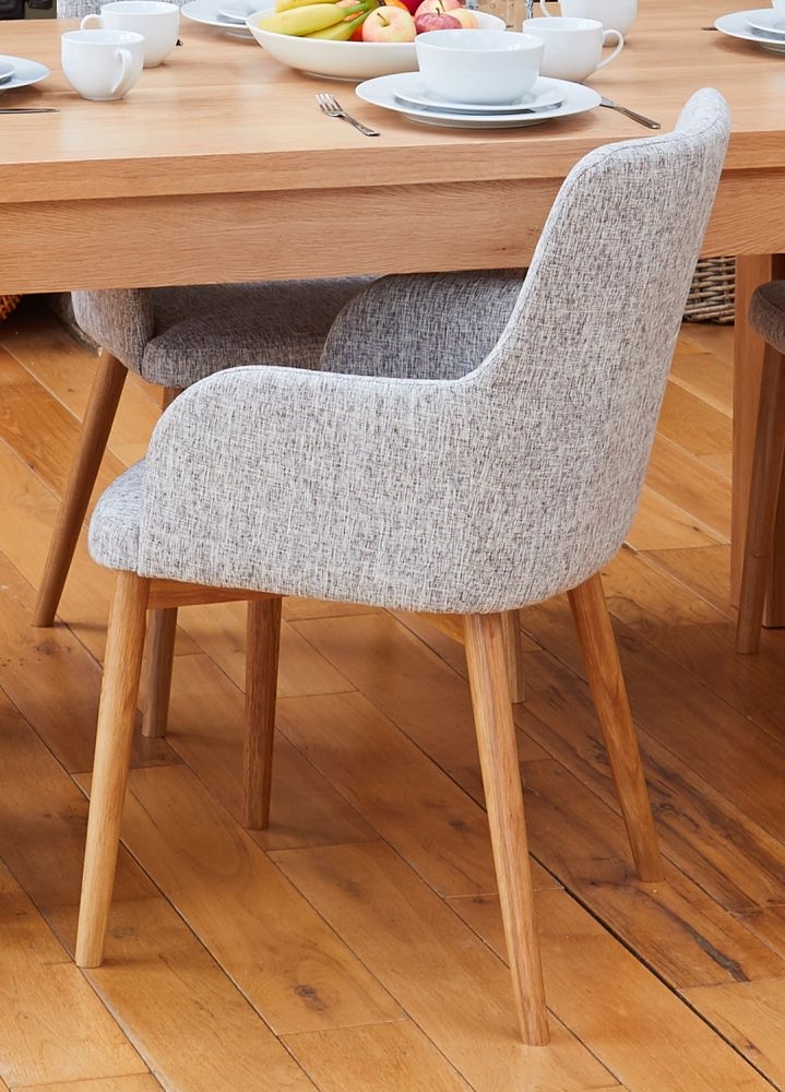 Product photograph of Mobel Oak Light Grey Fabric Dining Chair Sold In Pairs from Choice Furniture Superstore.