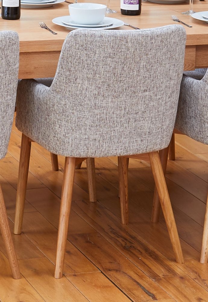 Product photograph of Mobel Oak Light Grey Fabric Dining Chair Sold In Pairs from Choice Furniture Superstore.