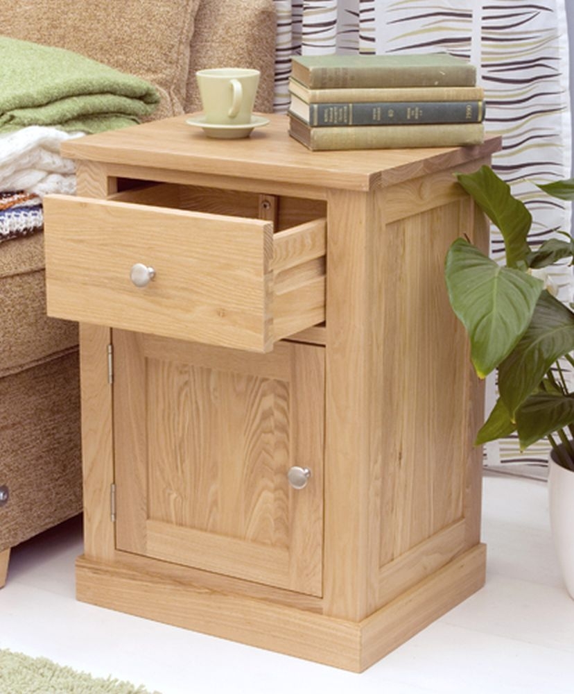 Product photograph of Mobel Oak 1 Door 1 Drawer Bedside Cabinet from Choice Furniture Superstore.