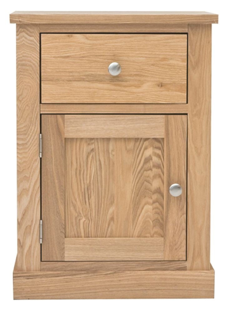 Product photograph of Mobel Oak 1 Door 1 Drawer Bedside Cabinet from Choice Furniture Superstore.