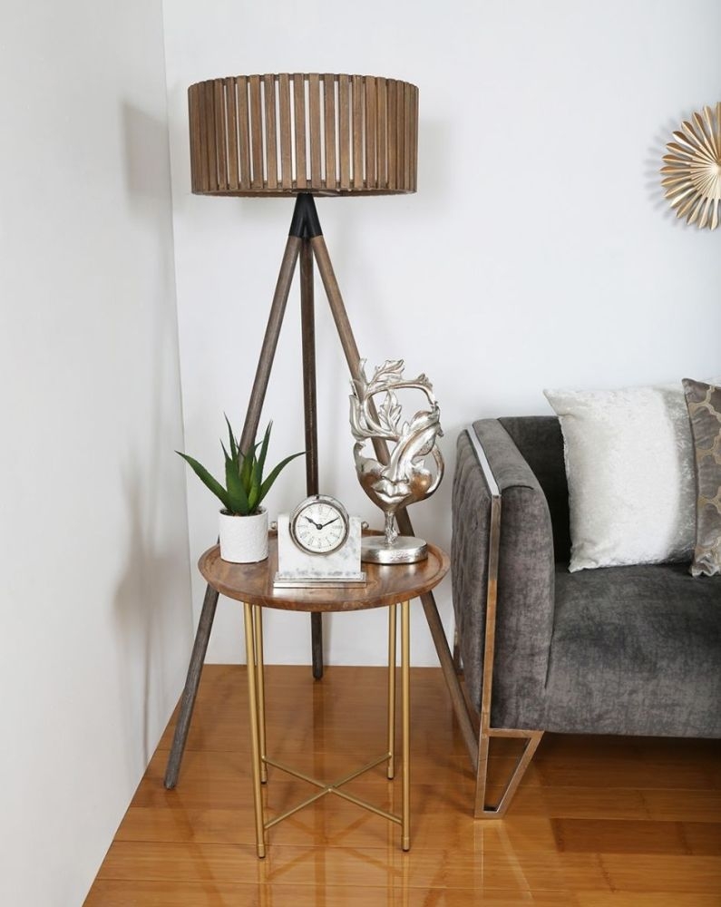 Product photograph of Value Mira End Table - Natural Wood And Gold from Choice Furniture Superstore.