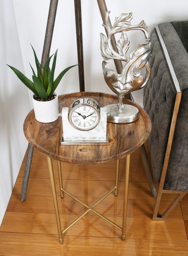 Product photograph of Value Mira End Table - Natural Wood And Gold from Choice Furniture Superstore.
