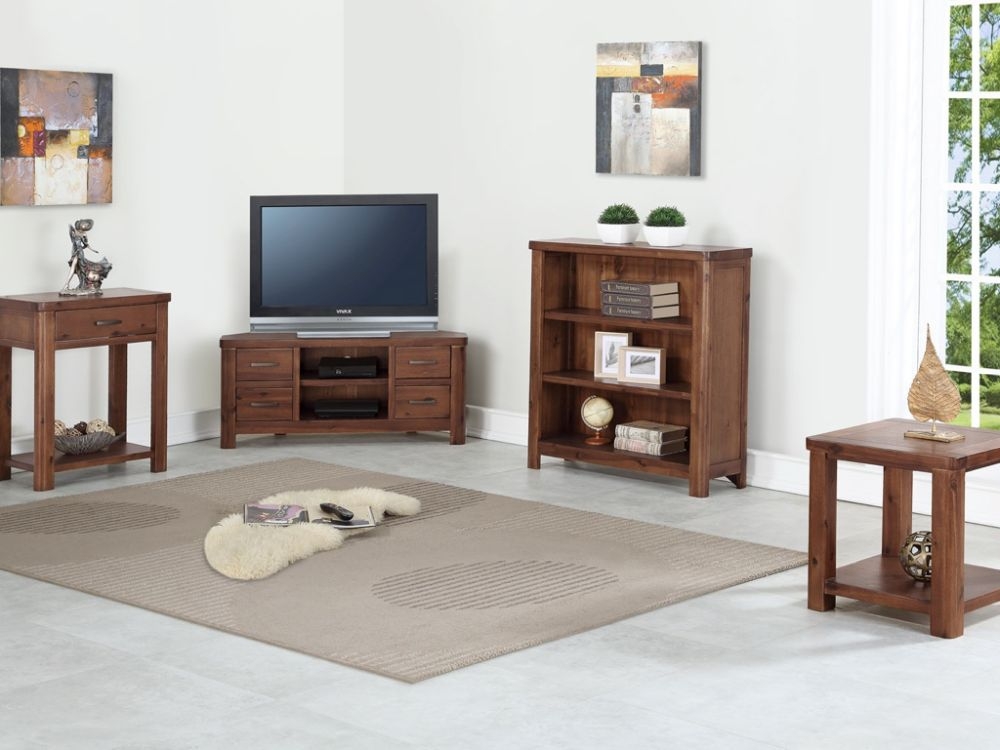 Product photograph of Andorra Dark Acacia Corner Tv Unit from Choice Furniture Superstore.