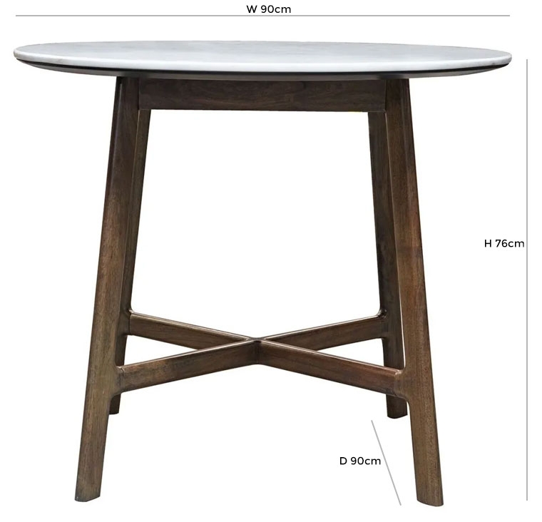 Product photograph of Barcelona Acacia Wood White Marble Round Dining Table - 2 Seater from Choice Furniture Superstore.