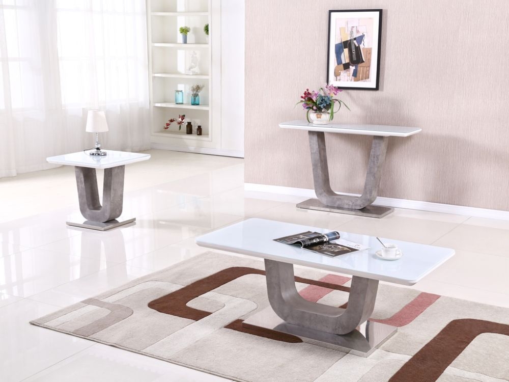 Product photograph of Castello Coffee Table - White High Gloss And Natural from Choice Furniture Superstore.