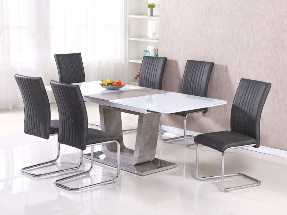 Product photograph of Castello Grey Faux Leather Dining Chair Sold In Pairs from Choice Furniture Superstore.