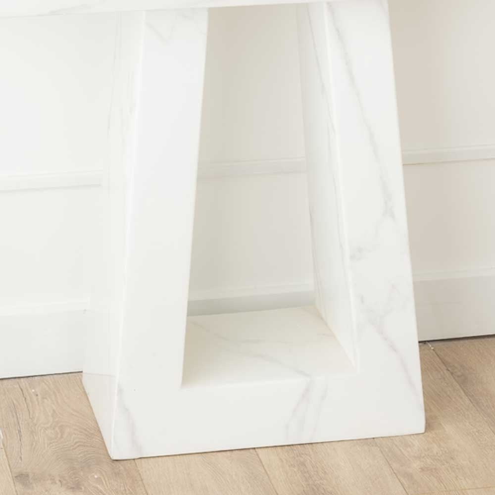 Product photograph of Milan Marble Console Table White Rectangular Top With Triangular Pedestal Base from Choice Furniture Superstore.