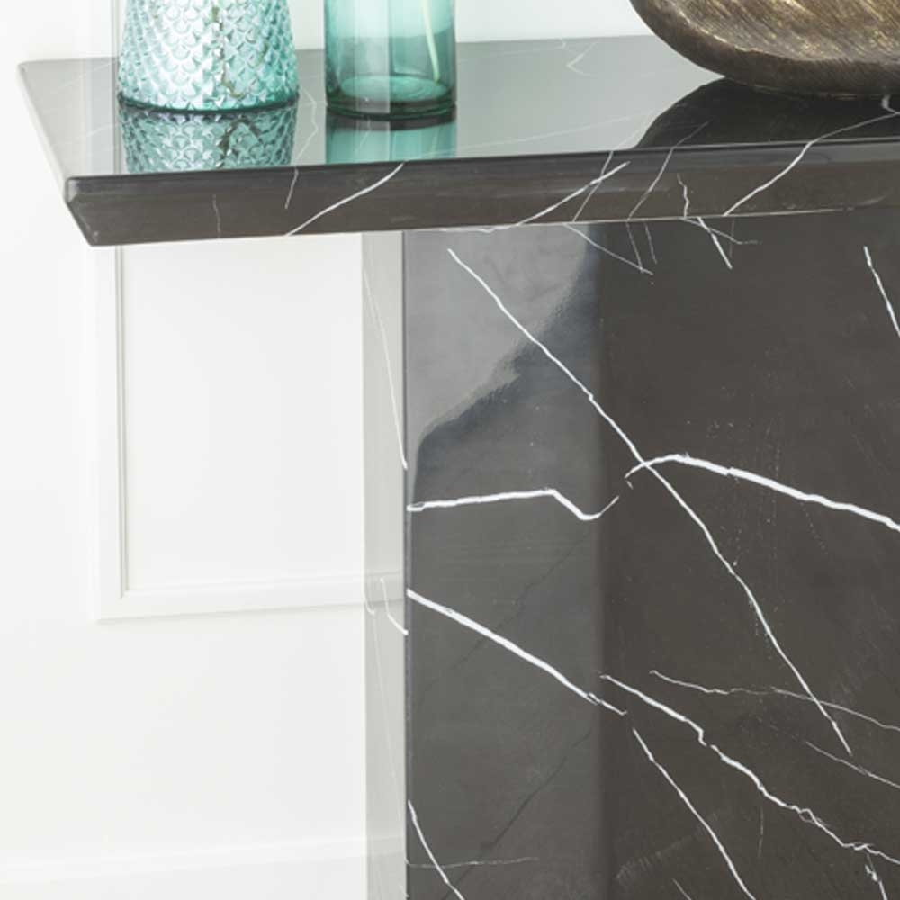Product photograph of Naples Marble Console Table Black Rectangular Top With Pedestal Base from Choice Furniture Superstore.