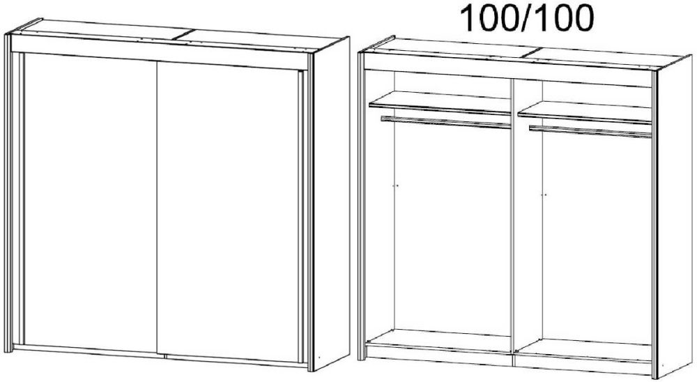 Product photograph of Rauch Amalfi 201cm White 2 Door Sliding Wardrobe - Oak Carcase from Choice Furniture Superstore.