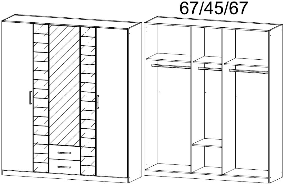 Product photograph of Rauch Terano 181cm White And Basalt 3 Door Combi Wardrobe from Choice Furniture Superstore.