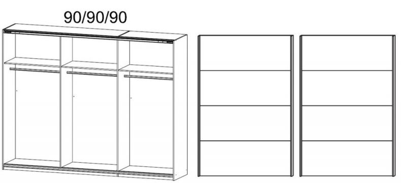 Product photograph of Rauch Quadra 271cm White And Dark Grey 2 Door Sliding Wardrobe from Choice Furniture Superstore.