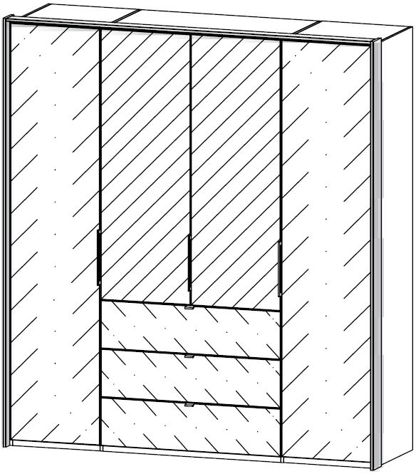 Product photograph of Rauch Erimo 204cm White Glass 4 Door Combi Folding Wardrobe from Choice Furniture Superstore.