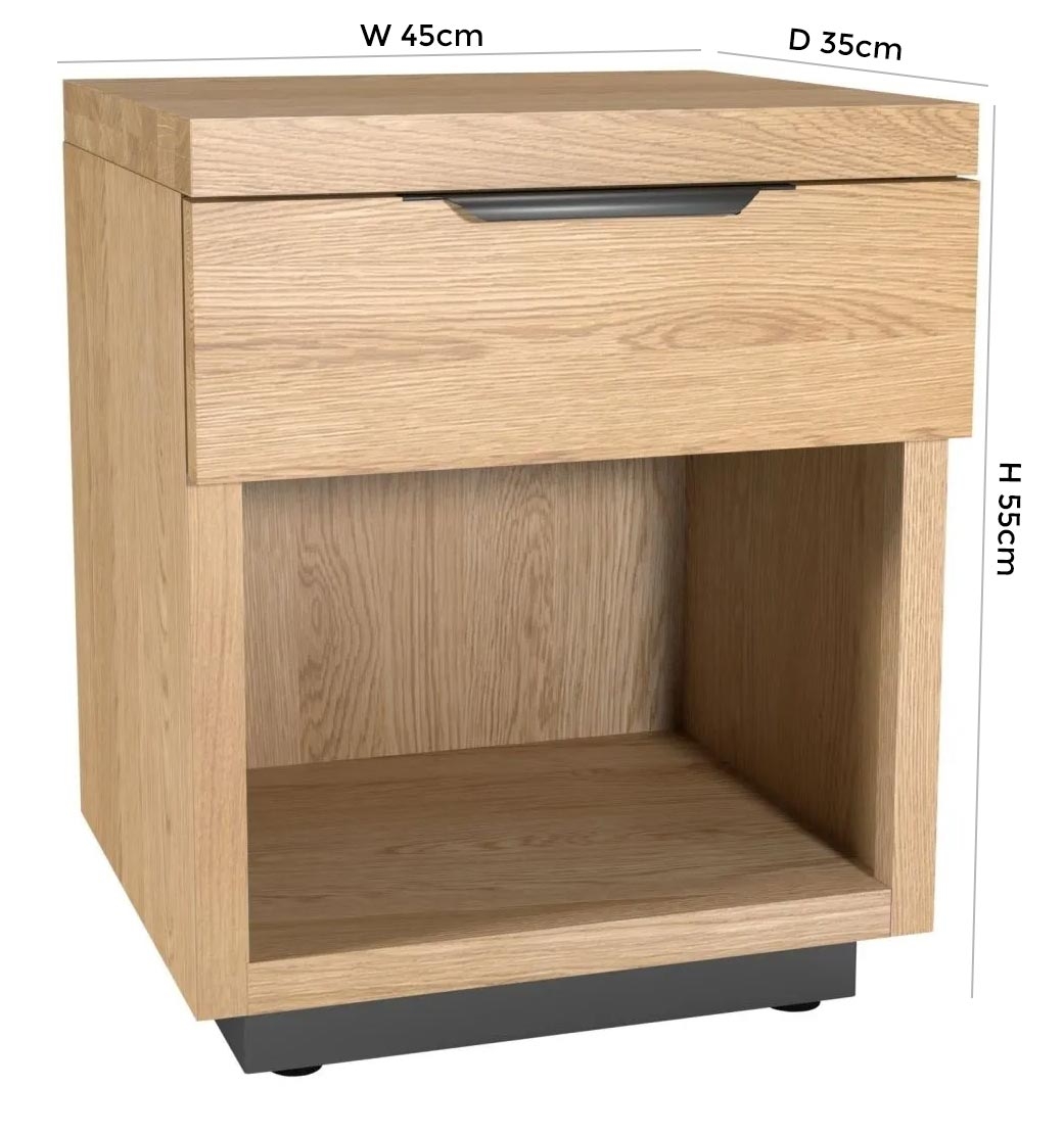 Product photograph of Fusion Oak 1 Drawer Bedside Cabinet from Choice Furniture Superstore.