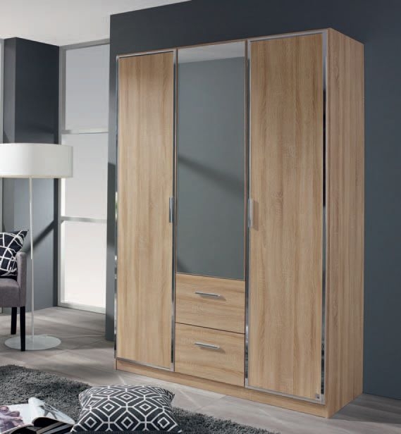 Product photograph of Marl Combi Wardrobe With Chrome Color Trims And Handle from Choice Furniture Superstore.