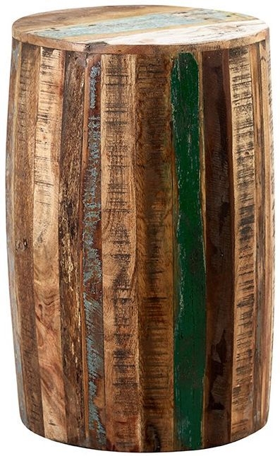 Product photograph of Reclaimed Wood Drum Stool from Choice Furniture Superstore.