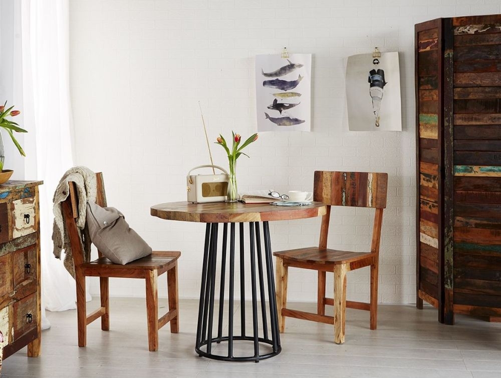 Product photograph of Reclaimed Wood 2 Seater Round Dining Table from Choice Furniture Superstore.