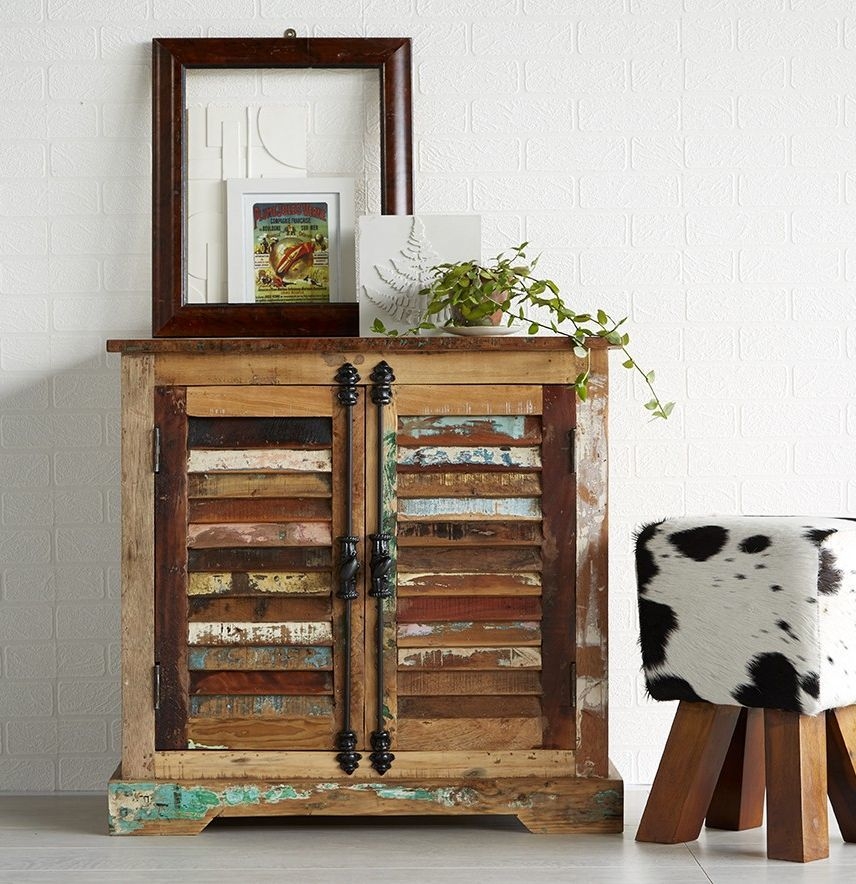 Product photograph of Reclaimed Wood Small 2 Door Sideboard from Choice Furniture Superstore.