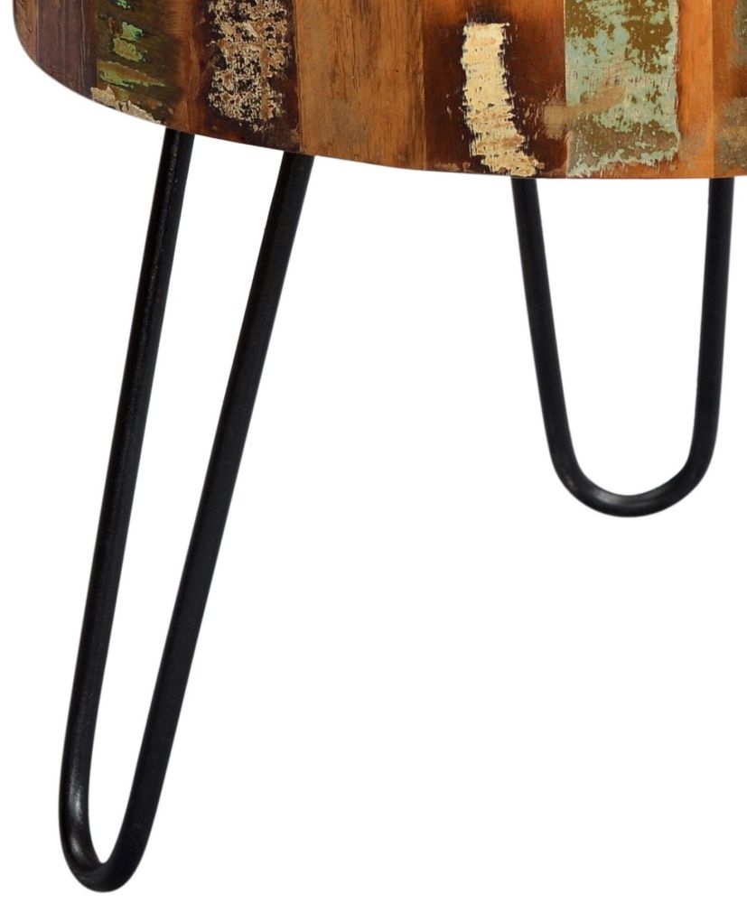 Product photograph of Reclaimed Wood Round Side Table from Choice Furniture Superstore.