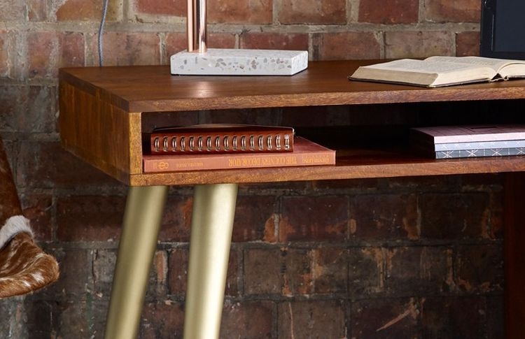 Product photograph of Mango Wood Geomatric Desk from Choice Furniture Superstore.