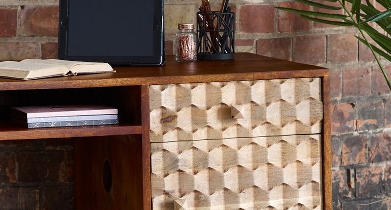 Product photograph of Mango Wood Geomatric Desk from Choice Furniture Superstore.