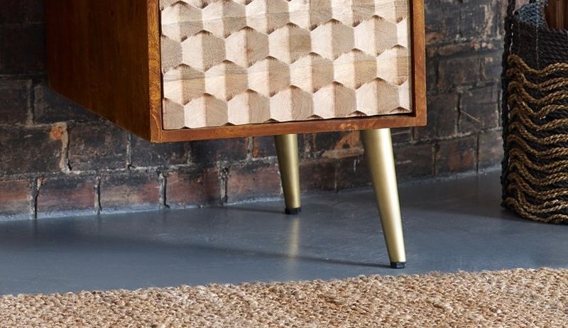 Product photograph of Mango Wood Geomatric Desk from Choice Furniture Superstore.