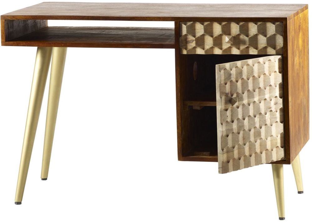 Product photograph of Mango Wood Geomatric Desk from Choice Furniture Superstore.