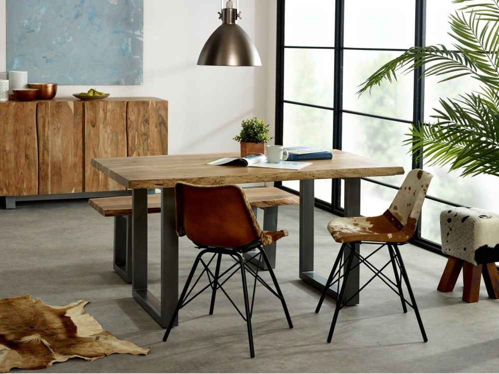 Product photograph of Live Edge Solid Acacia Wood 6 Seater Dining Table from Choice Furniture Superstore.