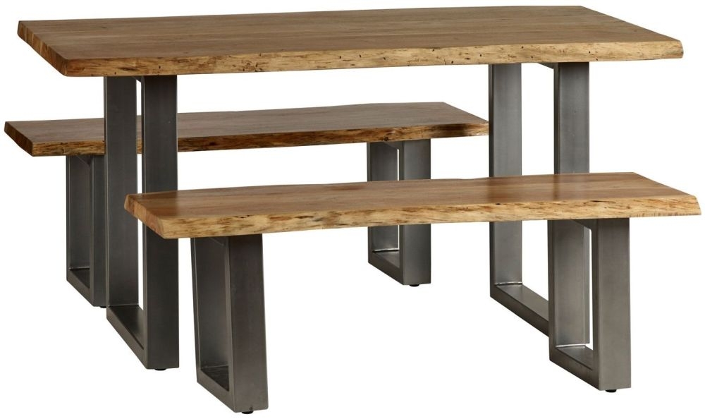 Product photograph of Live Edge Solid Acacia Wood 6 Seater Dining Table from Choice Furniture Superstore.