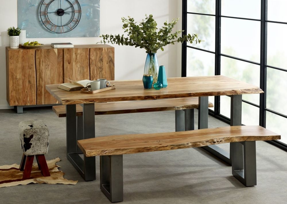 Product photograph of Live Edge Solid Acacia Wood 8 Seater Dining Table from Choice Furniture Superstore.