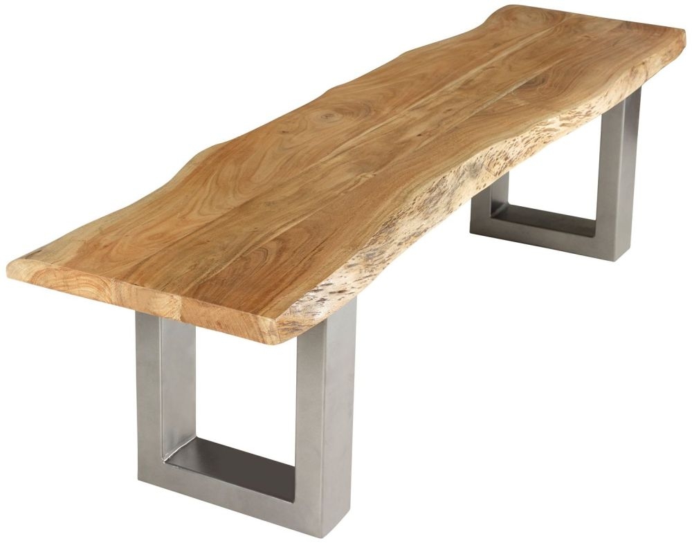 Product photograph of Baltic Live Edge Matt Lacquer Dining Bench from Choice Furniture Superstore.