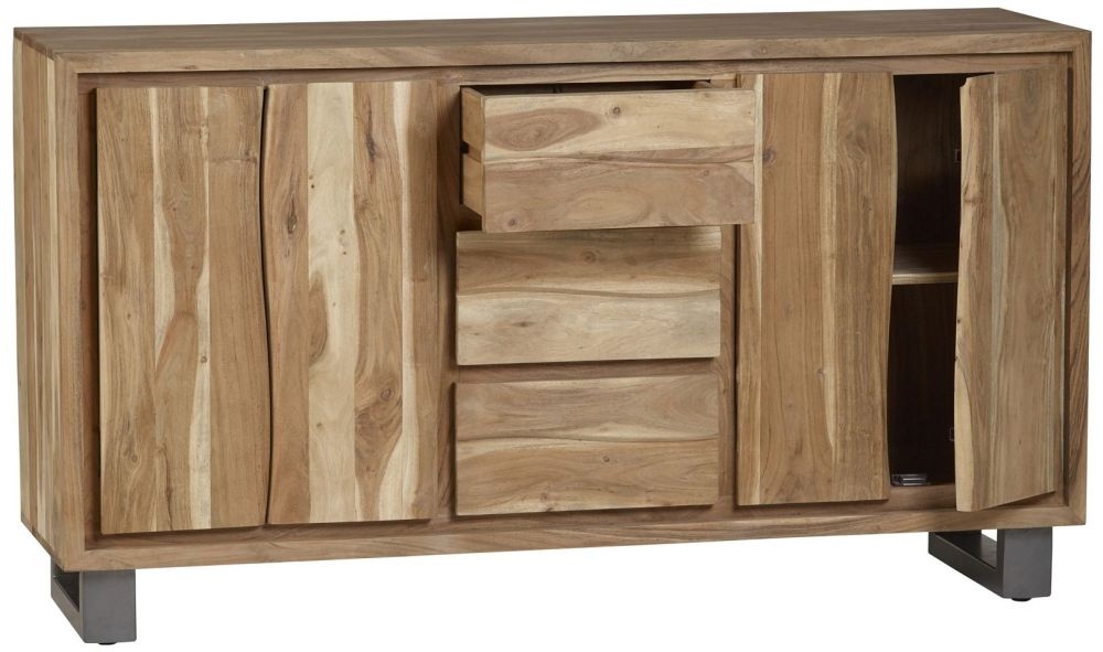 Product photograph of Baltic Live Edge Matt Lacquer 4 Door 3 Drawer Large Sideboard from Choice Furniture Superstore.