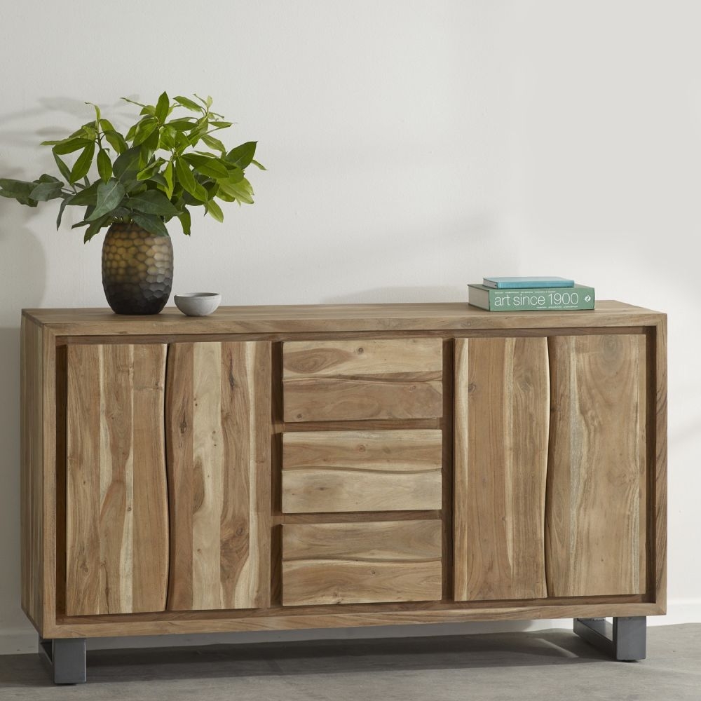 Product photograph of Baltic Live Edge Matt Lacquer 4 Door 3 Drawer Large Sideboard from Choice Furniture Superstore.