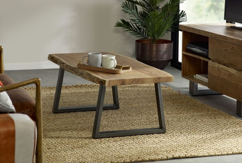 Product photograph of Live Edge Solid Acacia Wood Coffee Table from Choice Furniture Superstore.