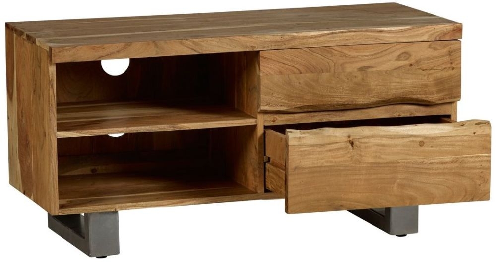 Product photograph of Live Edge Solid Acacia Wood 110cm Tv Unit from Choice Furniture Superstore.
