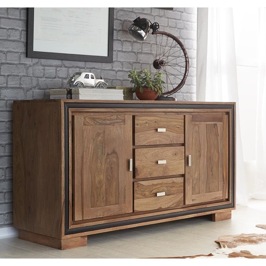 Product photograph of Jodhpur Natural Sheesham 2 Door 3 Drawer Large Sideboard from Choice Furniture Superstore.