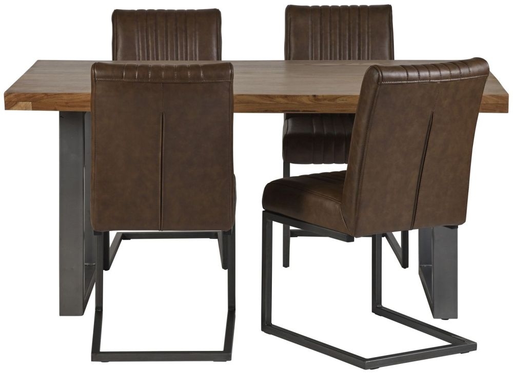 Product photograph of Metropolis Brown Industrial Dining Table - 6 Seater from Choice Furniture Superstore.