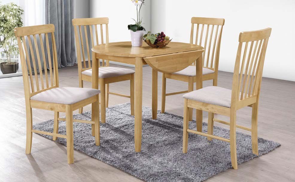 Product photograph of Cologne Light Oak Round Drop Leaf 2 Seater Extending Dining Table from Choice Furniture Superstore.