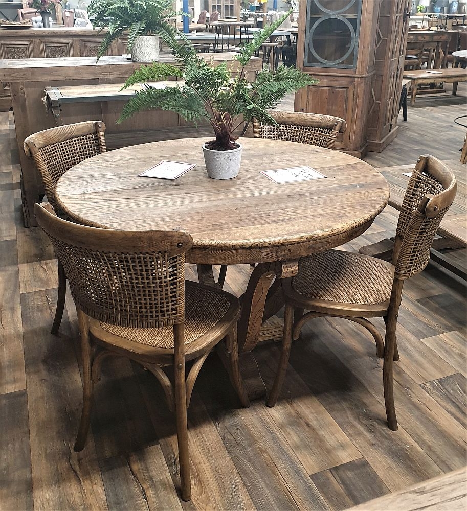 Product photograph of Renton Old Reclaimed Elm Round Table - Victorian Style from Choice Furniture Superstore.