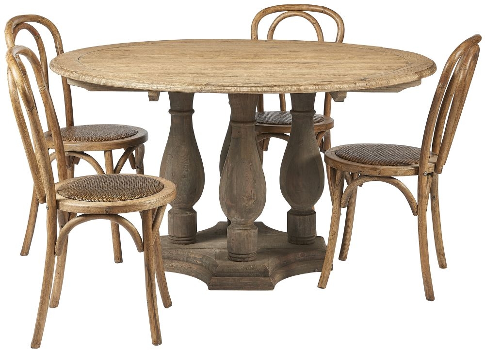 Product photograph of Renton Reclaimed Elm Dining Table 140cm Dia Seats 4 To 6 Diners Round Top With Pedestal Base - Victorian Style from Choice Furniture Superstore.