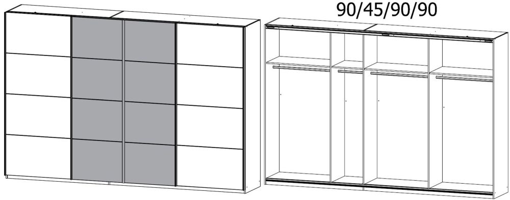 Product photograph of Rauch Syncrono 316cm White And Oak 4 Door Sliding Wardrobe from Choice Furniture Superstore.