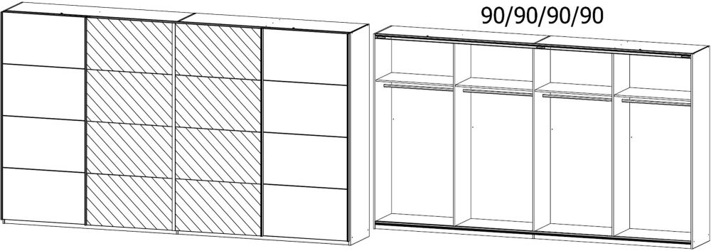 Product photograph of Syncrono 4 Door Mirror Sliding Wardrobe In White - W 361cm from Choice Furniture Superstore.