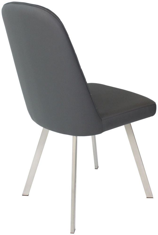 Product photograph of Set Of 2 Flux Grey Faux Leather Dining Chair from Choice Furniture Superstore.