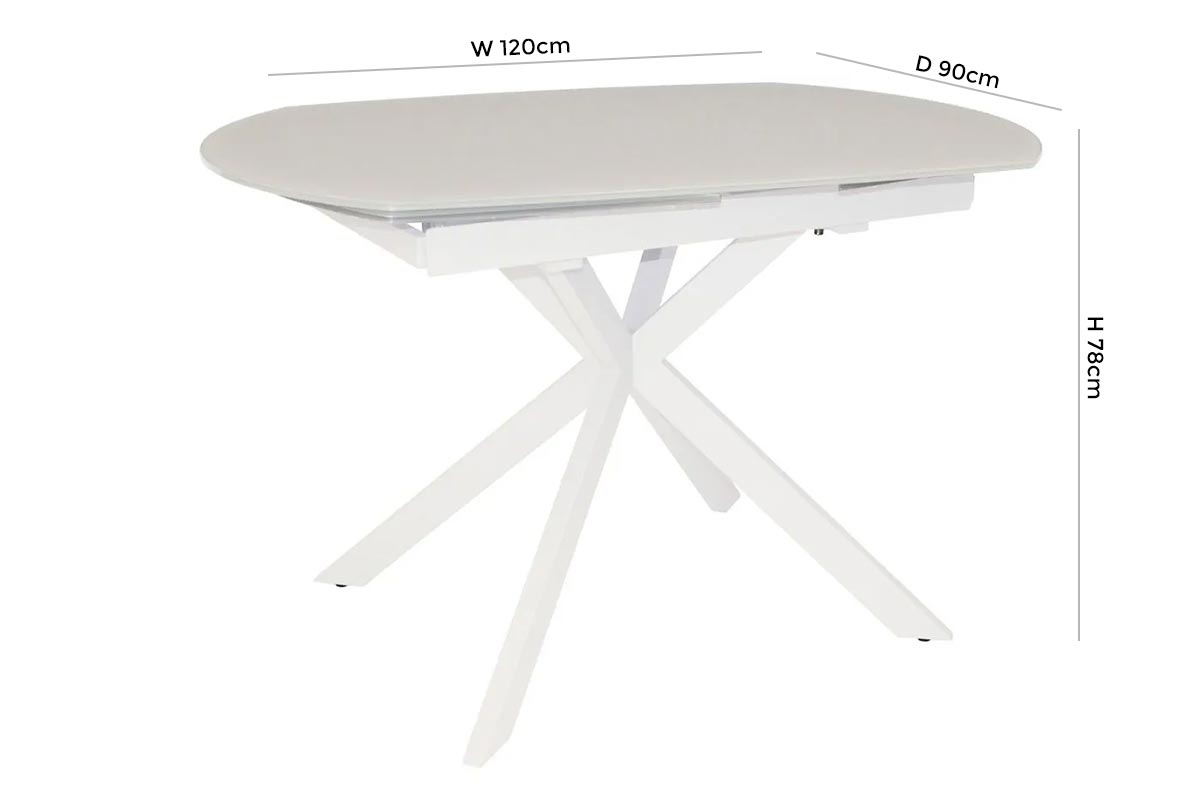 Product photograph of Flux White Extending Motion 4 Seater Glass Top Extending Dining Table from Choice Furniture Superstore.