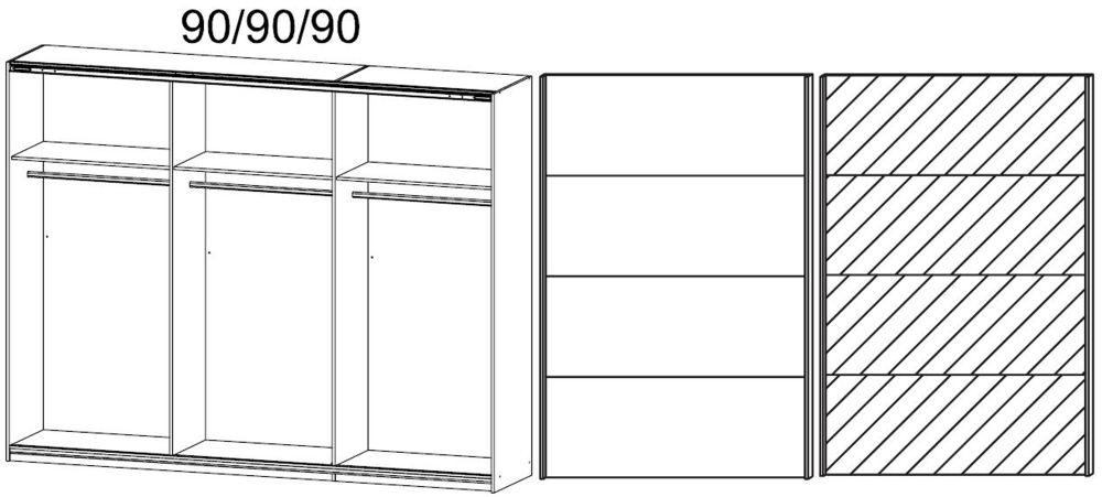 Product photograph of Rauch Quadra 271cm Sonoma Oak 2 Door Mirror Sliding Wardrobe from Choice Furniture Superstore.