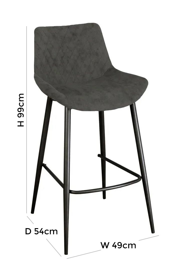 Sigma Fabric Bar Stool (Sold in Pairs) - Comes in Saffron, Mineral Blue & Shadow Grey Options