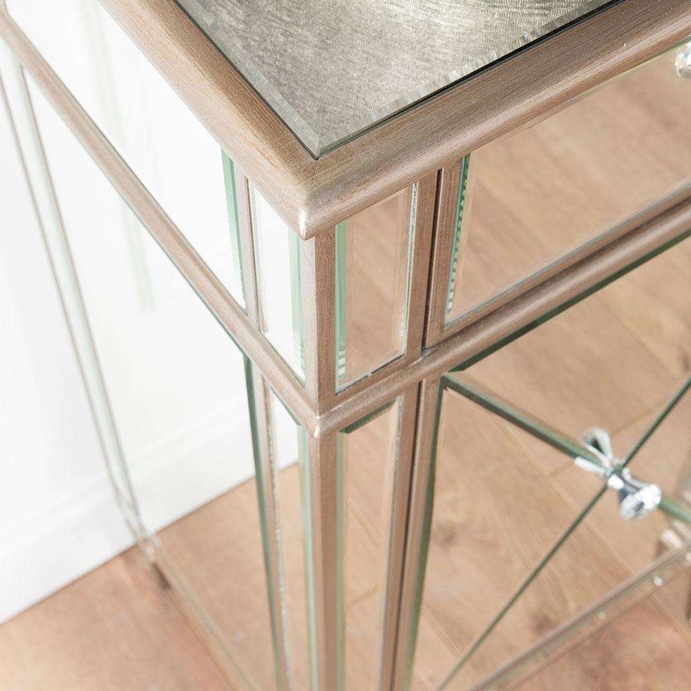 Product photograph of Antoinette Mirrored Large Sideboard With Champagne Trim from Choice Furniture Superstore.