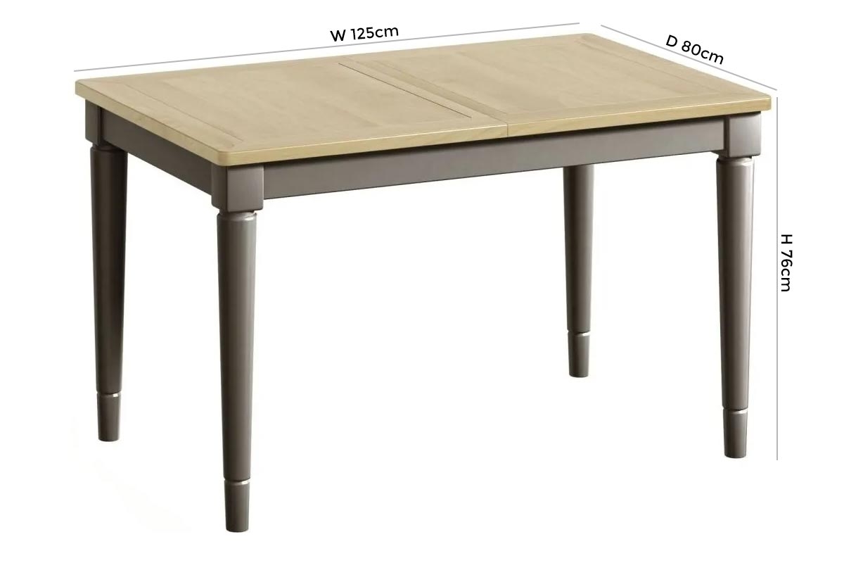 Product photograph of Harmony Grey Painted Pine 4-6 Seater Extending Dining Table from Choice Furniture Superstore.