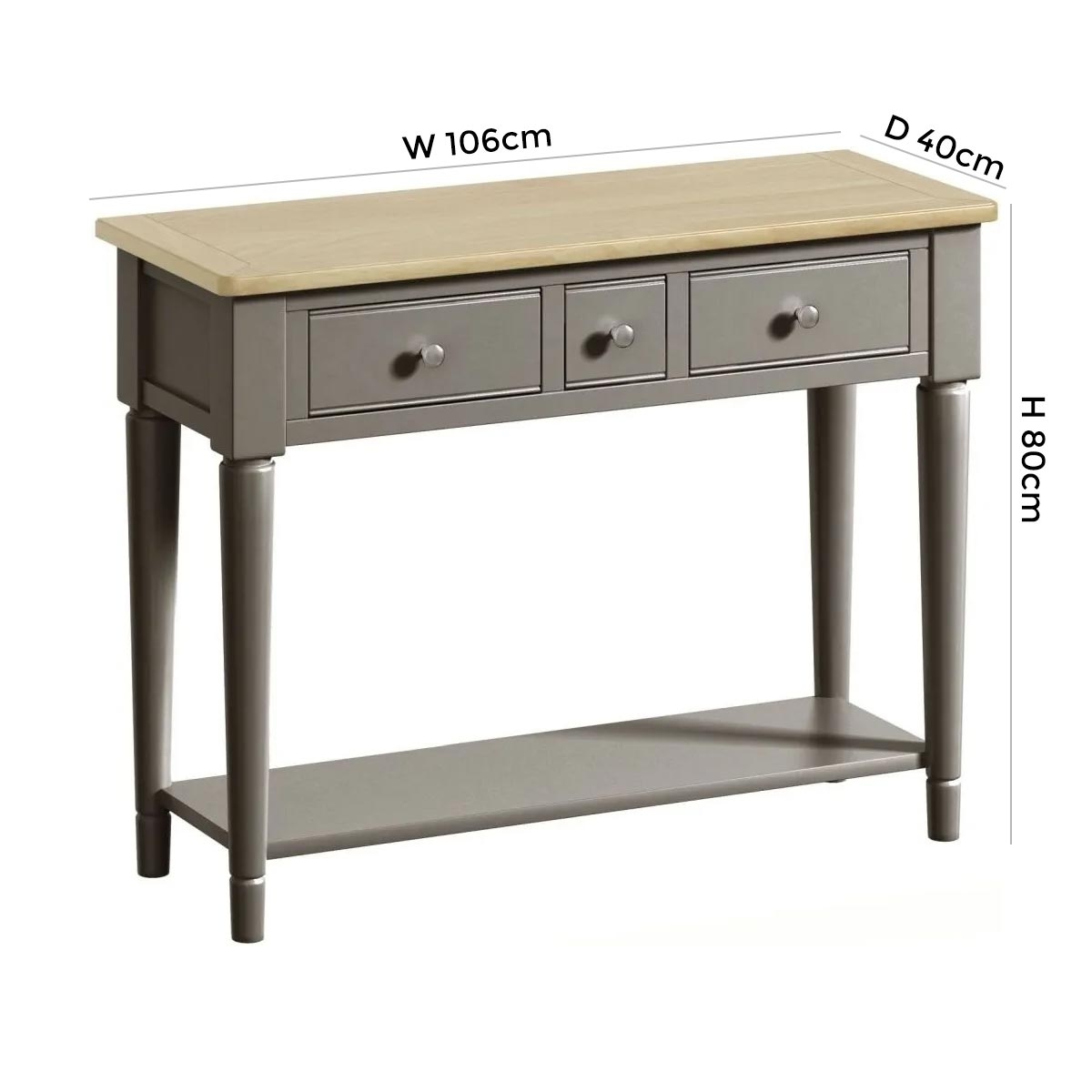 Product photograph of Harmony Grey Painted Pine Console Table from Choice Furniture Superstore.