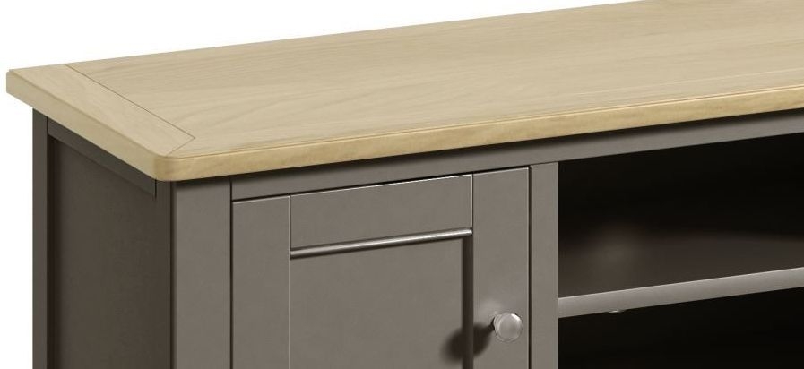 Product photograph of Harmony Grey Painted Pine Wide Tv Unit from Choice Furniture Superstore.