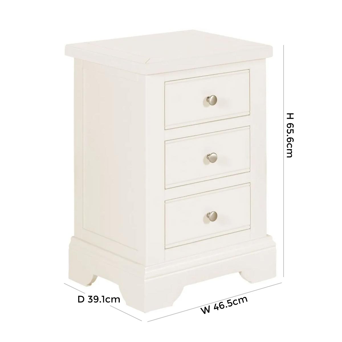 Product photograph of Lily White Painted 3 Drawer Bedside Cabinet from Choice Furniture Superstore.